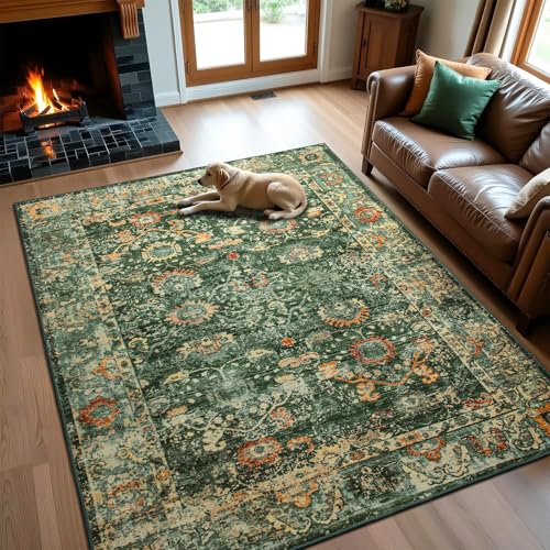 Andecor Living Room Area Rug, 4x6 Washable Rugs Perfect for