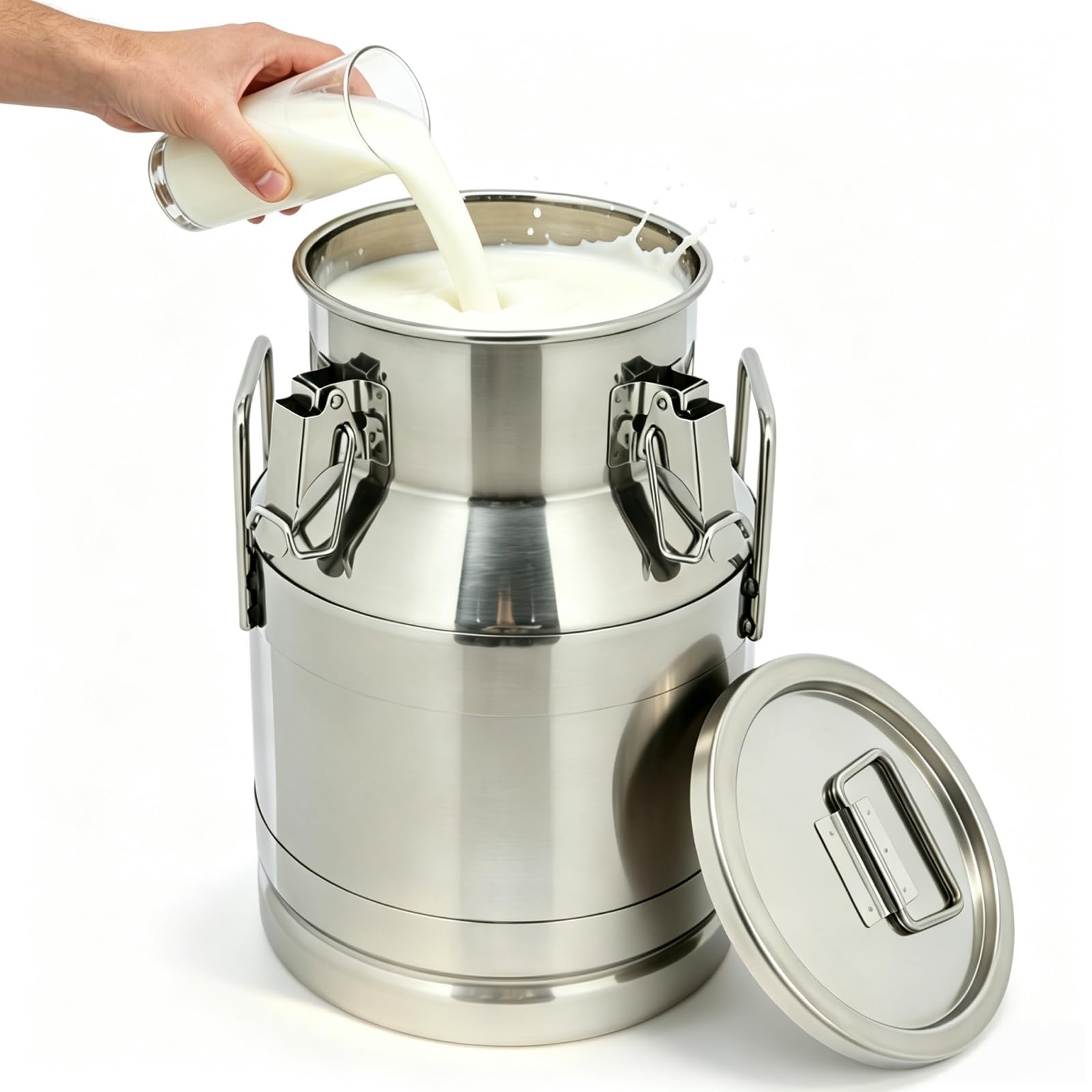 Jarra de leche hermética de acero inoxidable 201, 10 litros, para granja, leche de granja, con tapa, hermética, para leche y vino, sólidos líquidos, almacenamiento de cocina