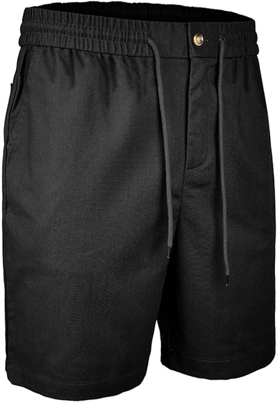 Men Casual Linen Shorts Summer Beach Vacation Shorts Gym Workout Bermuda Short Swim Trunks Board Short with Pockets