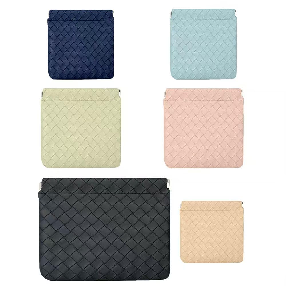6 Pcs Small Makeup Bags for Purse,Self-Closing Snap Closure Organizer Pouches, Portable No Zipper PU Leather Cosmetic Bags for Travel, Car, Daily