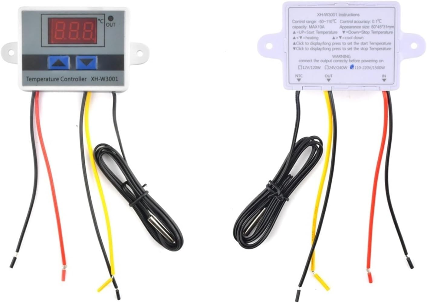 1pc XH-W3001 Digital Control Temperature Microcomputer Thermostat Switch Thermometer Thermoregulator DC12V/24V AC220V(XH-W3001 AC110-220V)