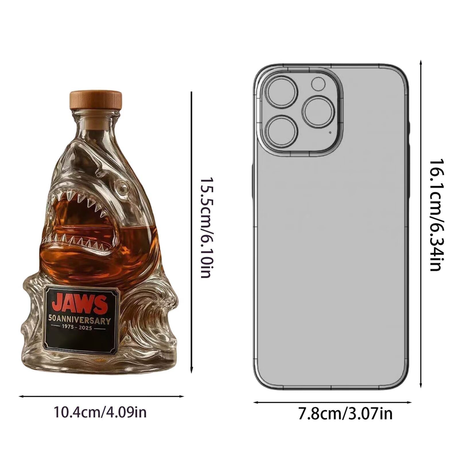 karafka, 300 ml figurka artystyczna, trójwymiarowe ozdoby na butelkę whisky z motywem rekina, nowatorskie szklane karafki do zwierząt(A)