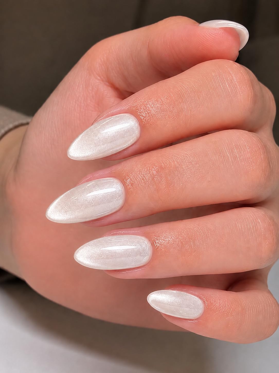 TheBlingNails | Premium Handmade Iridescent Creamy White (Pearl Aurora) Cat Eye Velvet Press-on Nails, Luxury Shimmer Finish, Almond Shape | Elegant Stick-On Nails Kit for Women & Girls | Reusable Nails| Lightweight & Long Lasting | High Gloss Finish| Salon-Style Nails at Home| Crafted in our BlingNails Studio for Salon Quality Results-image-49