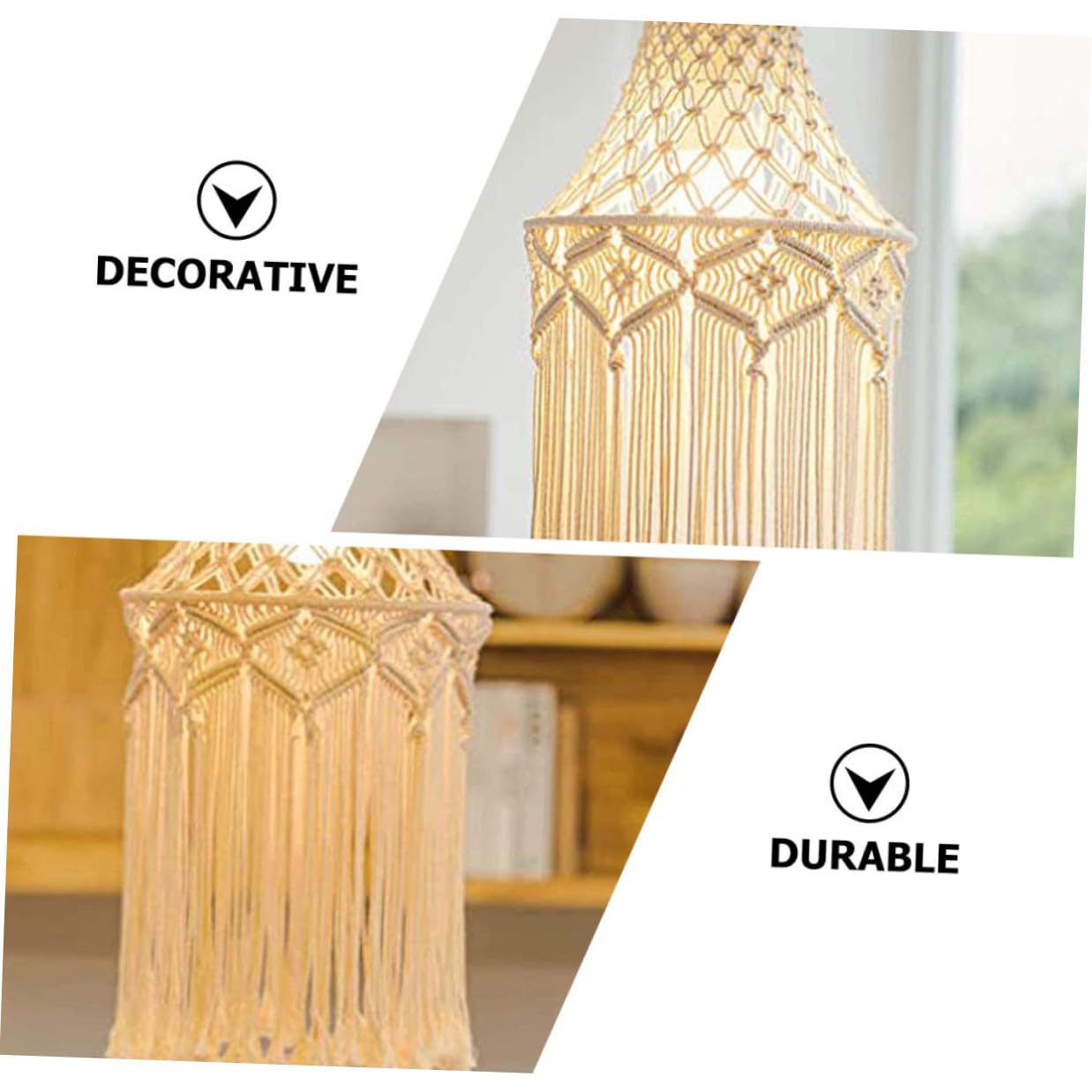 STOBAZA Paralume in Cotone Beige Fatto Bohemien per Lampada da Soffitto Decorativa per Soggiorno e Camera