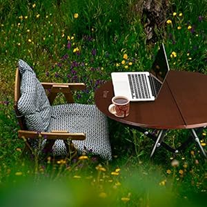 VILLEY Bamboo Round Folding Table, Camping Half-fold Portable Table with Carrying Bag for Indoor & Outdoor Picnic Coffee Barbecue Beach Card Game VILLEY Bamboo Round Folding Table Camping Half fold Portable Table with Carrying Bag for Indoor Outdoor Picnic Coffee Barbecue Beach Card Game