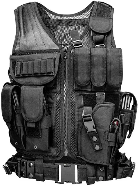 Gilet Tactique SWAT Modulaire Réglable pour Paintball, Airsoft et Chasse