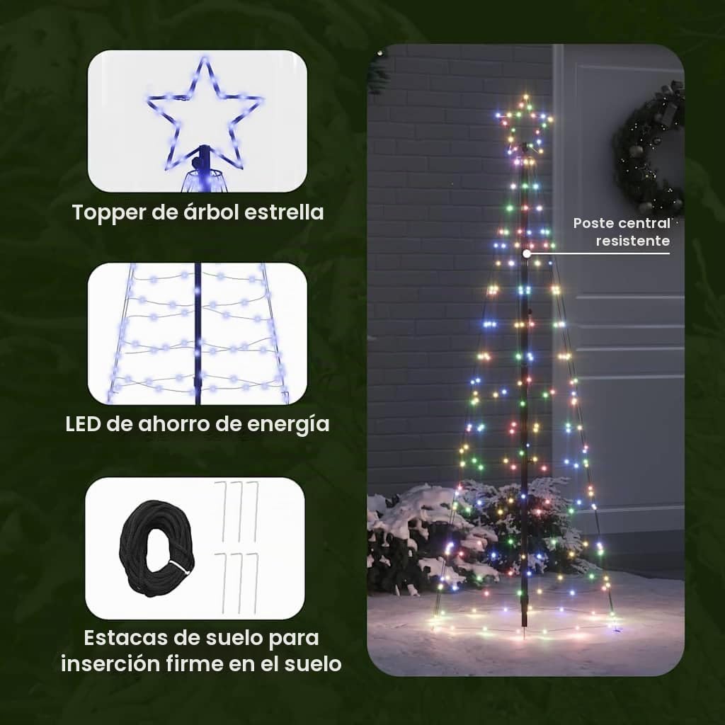vidaXL Árbol de Navidad LED con estacas de Tierra Azul 250 cm Hierro