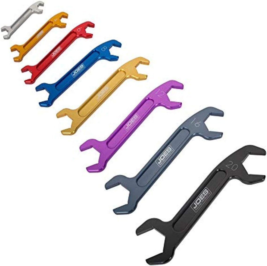 JOES RACING PRODUCTS an Wrench Set, Double End, 3 an to 20 an, Aluminum, Multi Color Anodize, Kit