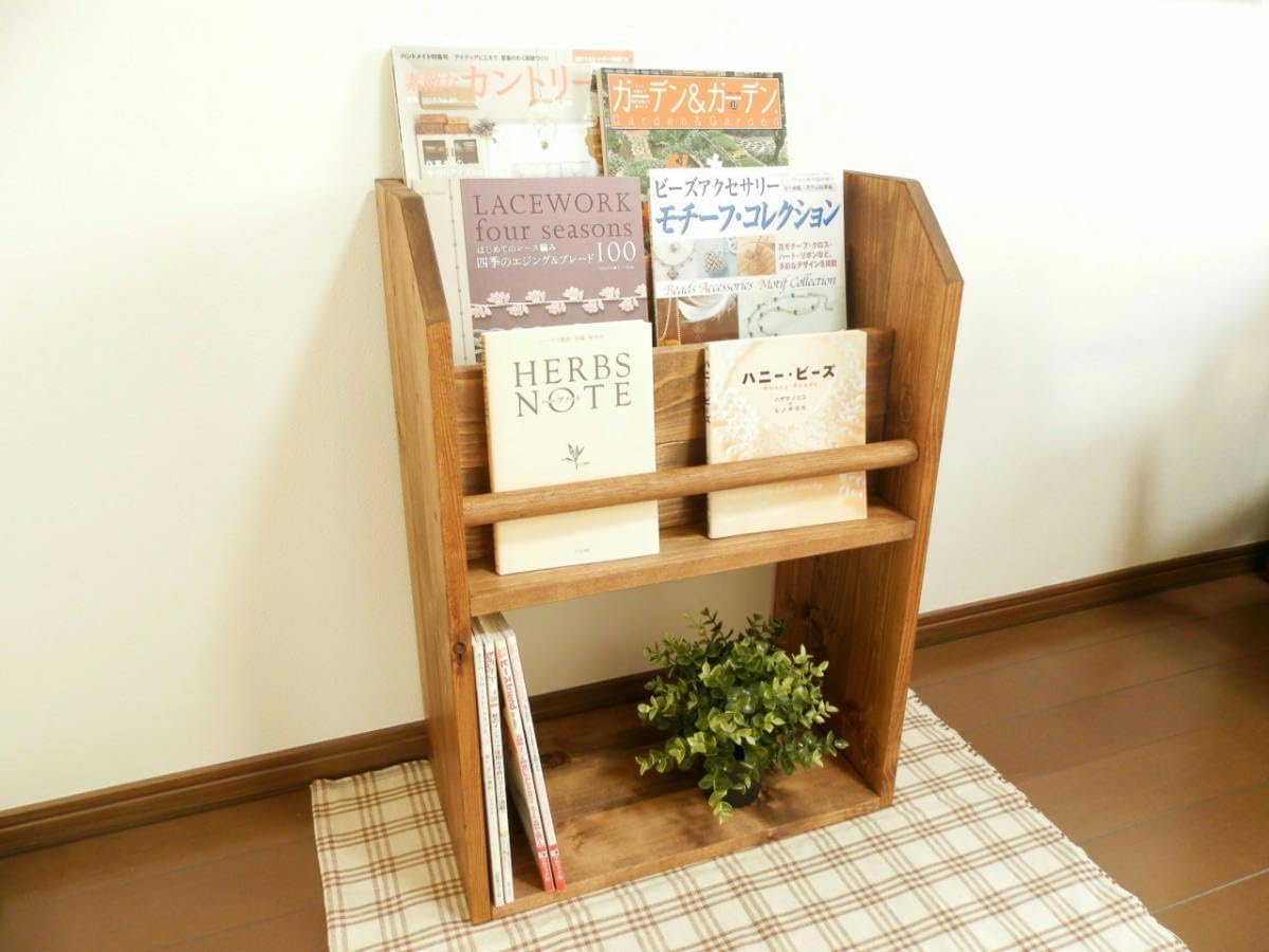 ハンドメイド 雑誌＆絵本ラック 特大サイズ (チーク色) ハンドメイド 雑誌＆絵本ラック (チーク色) ハンドメイド 雑誌＆絵本