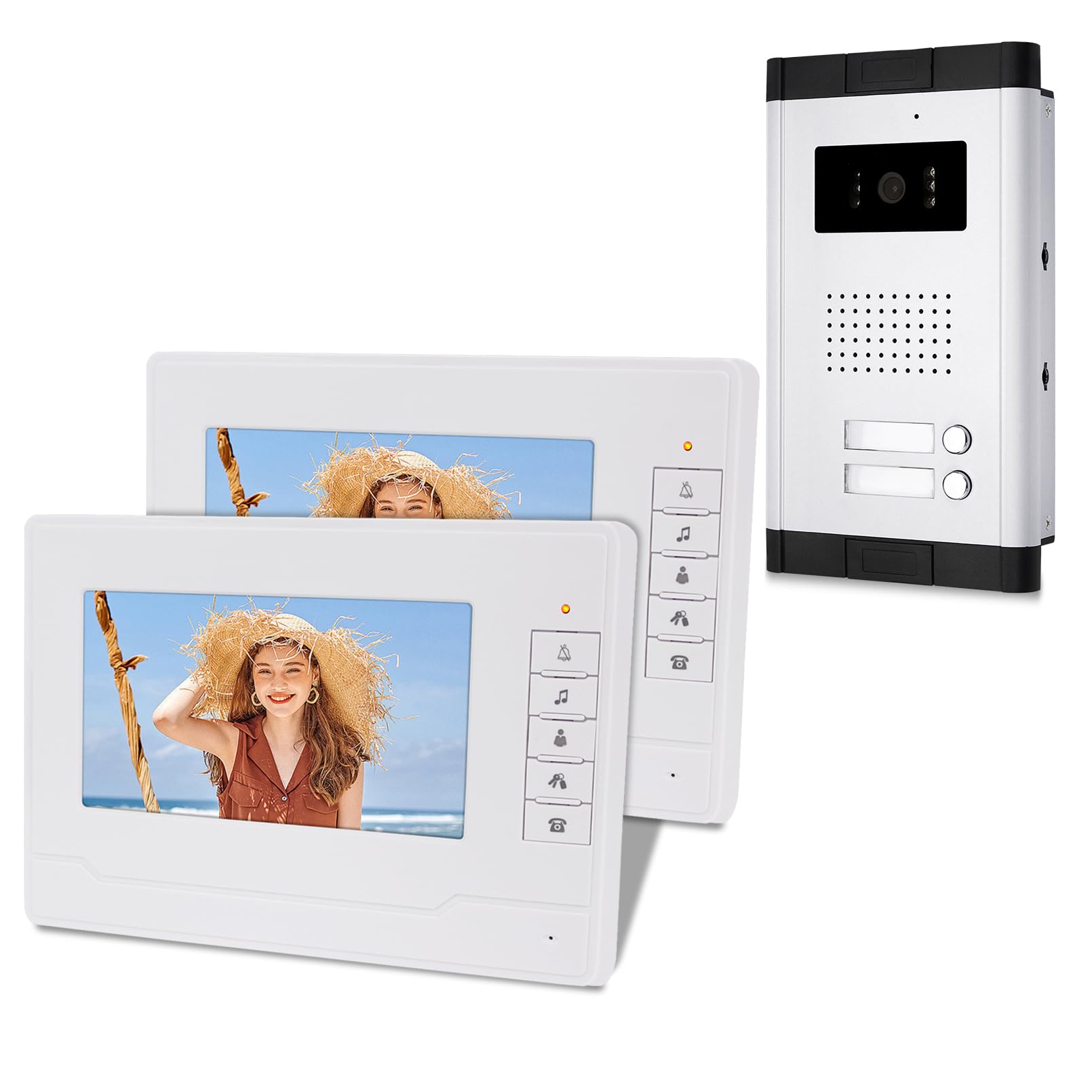 Due Vie Audio Porta Video Citofono con Schermo da 7 pollici Videocitofono Citofono Campanello per Casa/Sppartamento per 2 Casa