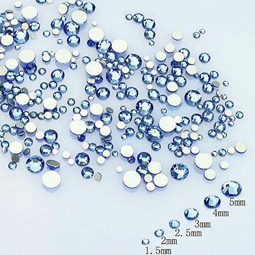 LolliBeads - Cristal de resina redondo para decoración de uñas, parte trasera plana, acrílico, gemas de diamantes de imitación Light Blue_fb