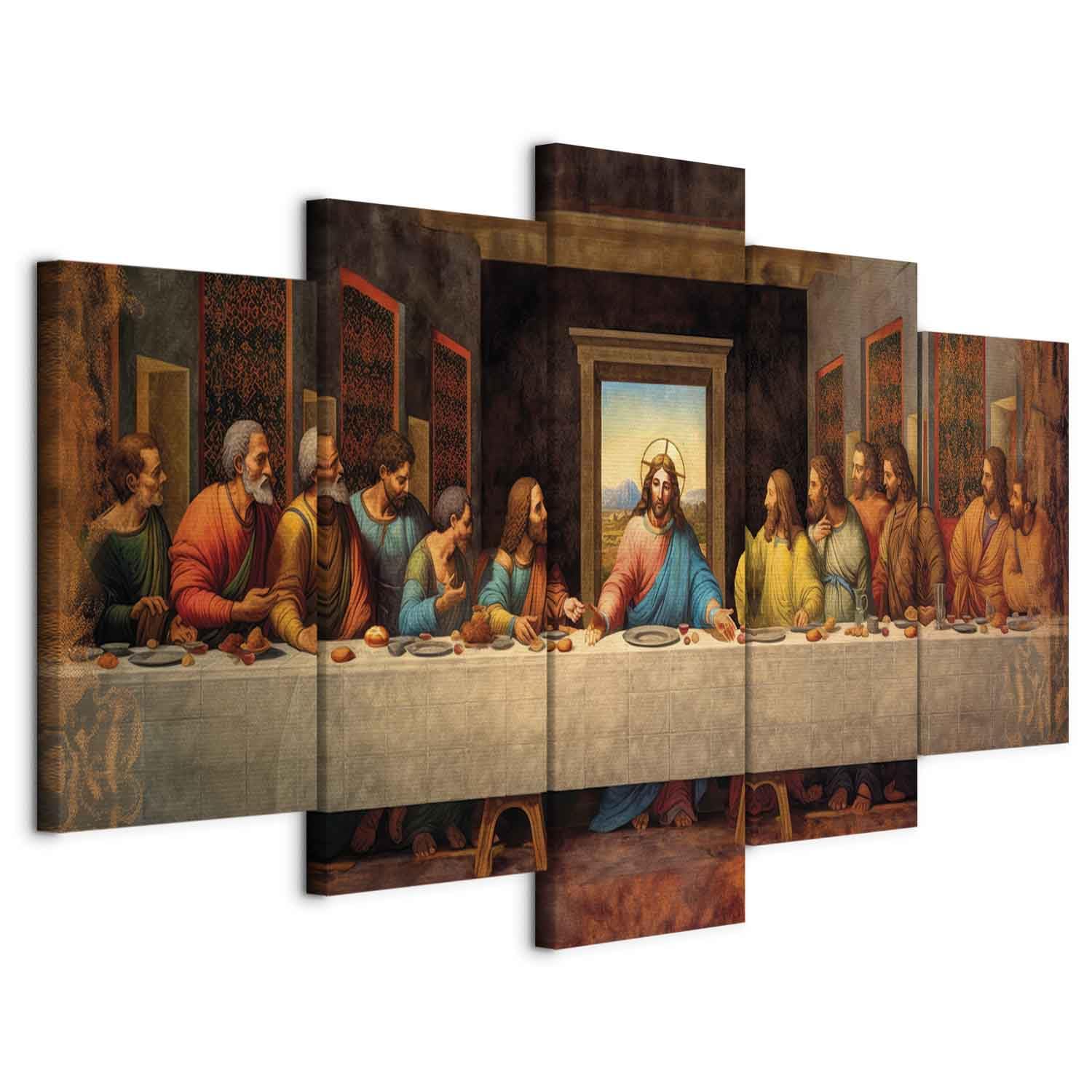 murando - Quadro Sacra Famiglia 150x75 cm 5 Pezzi - Stampa su Tela Strutturata - Quadri Componibili Moderni Grandi Soggiorno - Pannelli Decorativi per Pareti Decorazioni da Parete n-B-10025-b-a