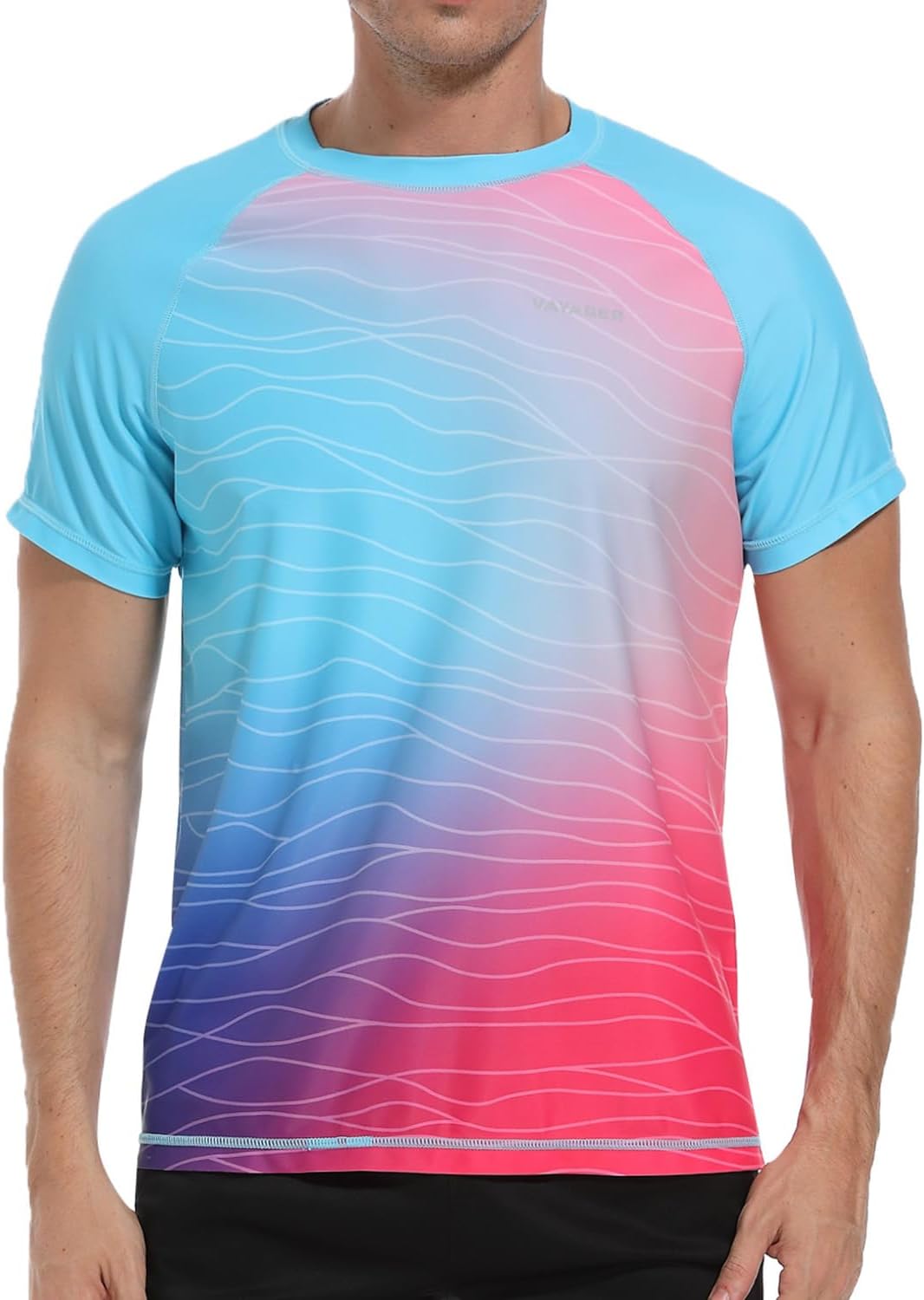 VAYAGER Men's Swim Shirt UPF 50+ UV Sun Protection Quick Dry Rash Guard Shirts Short Sleeve Surf Shirt Fishing Beach T-Shirt