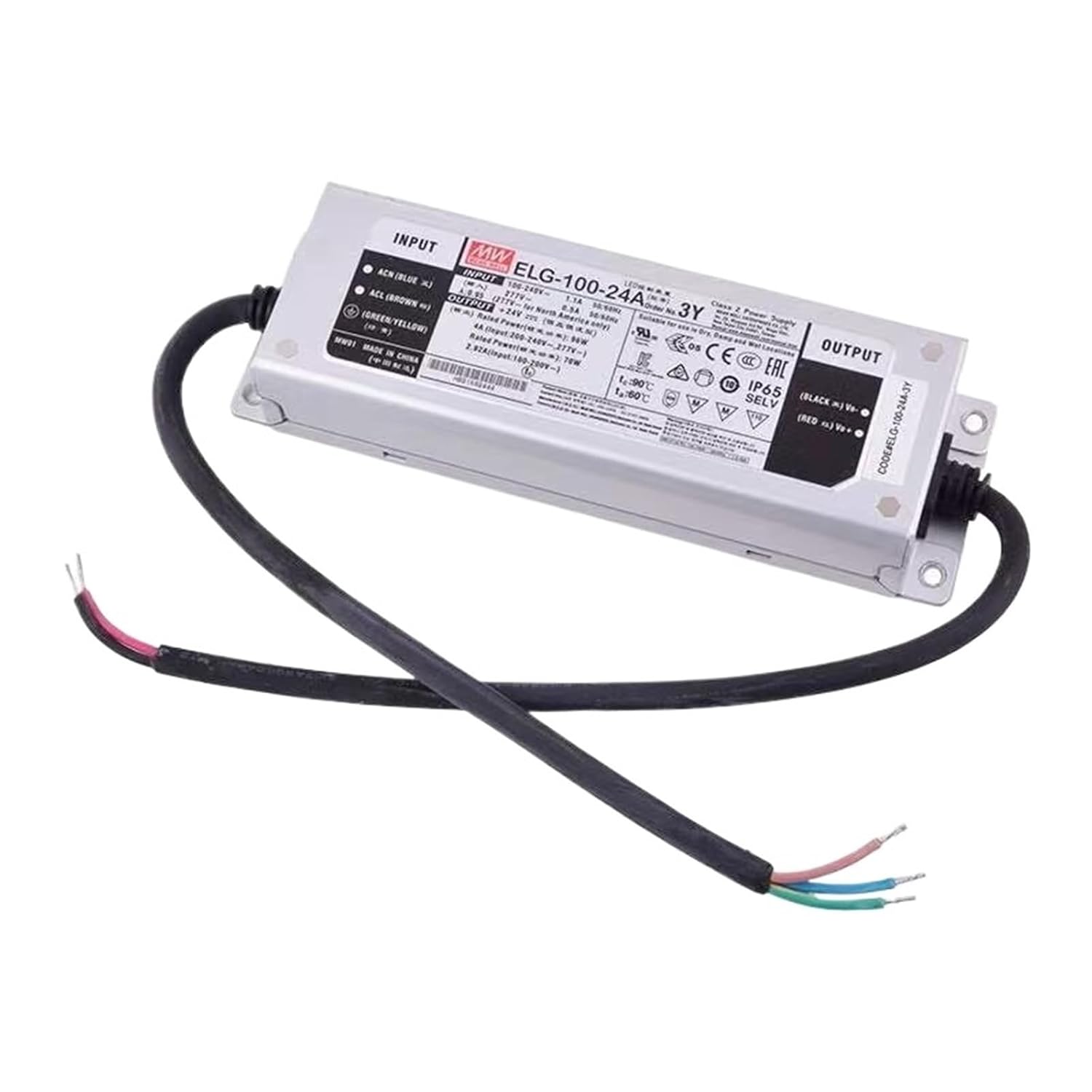 ELG-100-24A-3Y 24V 4A Constant Voltage LED Lighting Driver Buit-in Active PFC Function AC-DC Indoor Outdoor IP65