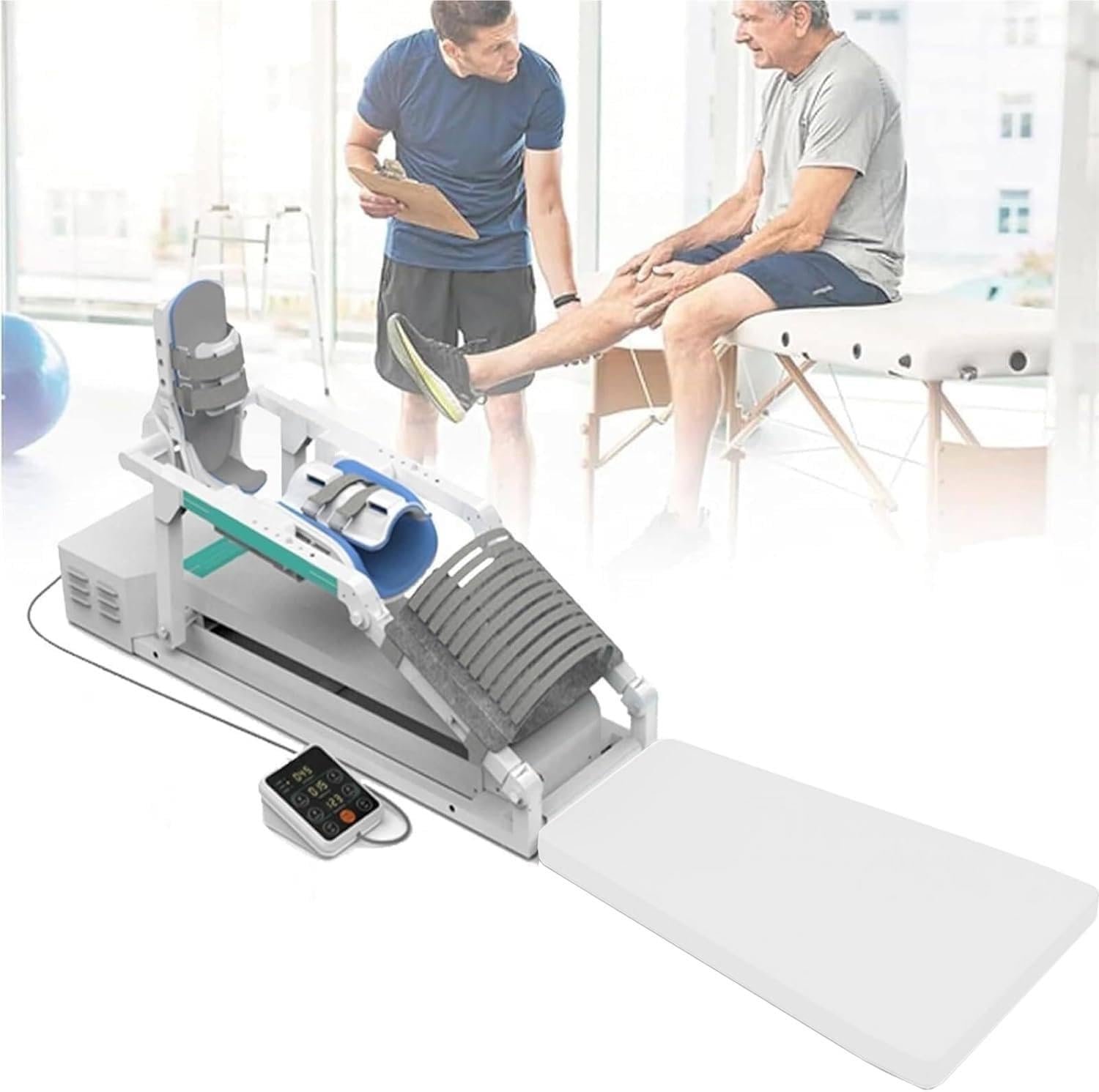 Elektryczny Trener Rehabilitacji Kolana, 0-140° Regulowany Trenażer Rozciągania Nogi, Maszyna Do Trakcji Dolnych Kończyn Urządzenie Do Treningu Nogi