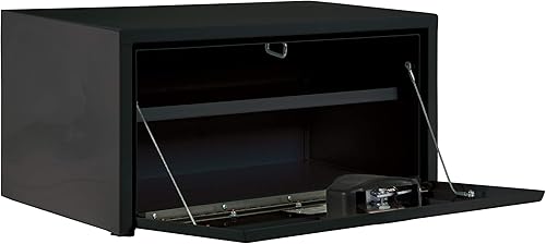 Miniatura 3 de Buyers Products 1703304 - Caja de herramientas de acero negro para debajo de la carrocería con estante integrado y pestillo de mango en T, 14 x 16 x