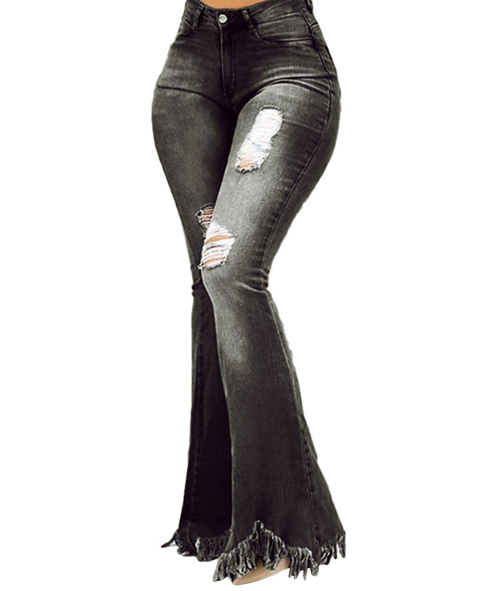 Sexyshine Women's Bell Bottom Jeans High Waisted Classic