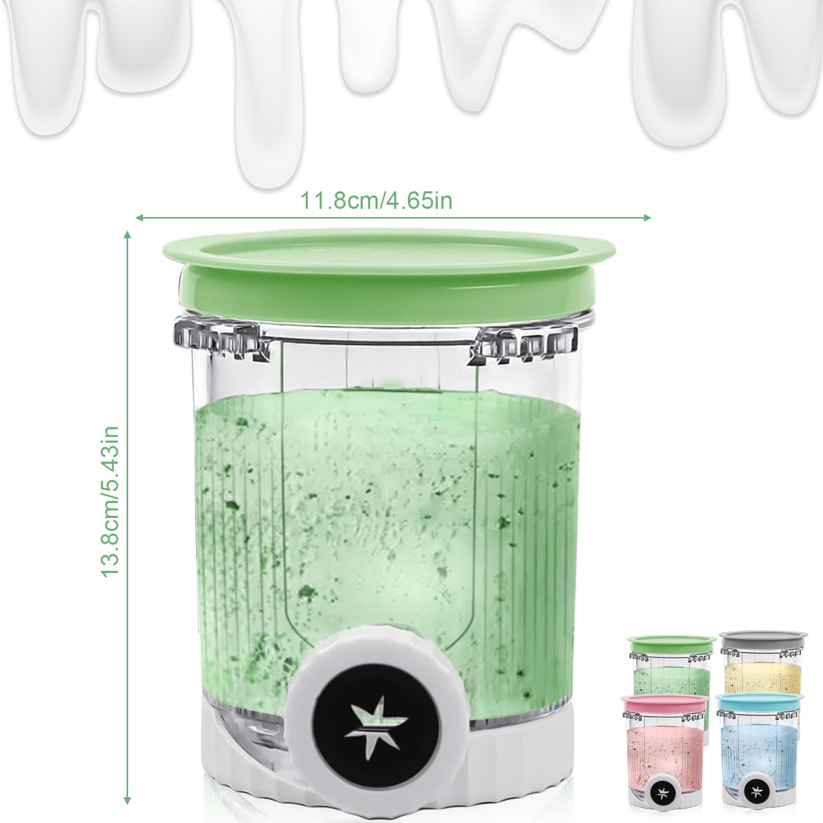 Lot de 4 récipients pour machine à glace et à glace Ninja Swirl by CREAMi - 480 ml - Accessoires pour sorbetière Ninja Creami NC701 et NC700 - Sans BPA - Passe au lave-vaisselle