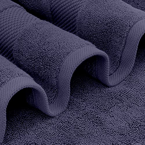 Image of White Classic Luxury Bath Towels Set of 4 Large - 700 GSM Cotton Ultra Soft Bath Towels 27x54 | Highly Absorbent and Quick Dry | Hotel Towels for Bathroom Luxury, Plush Shower Towels, Navy