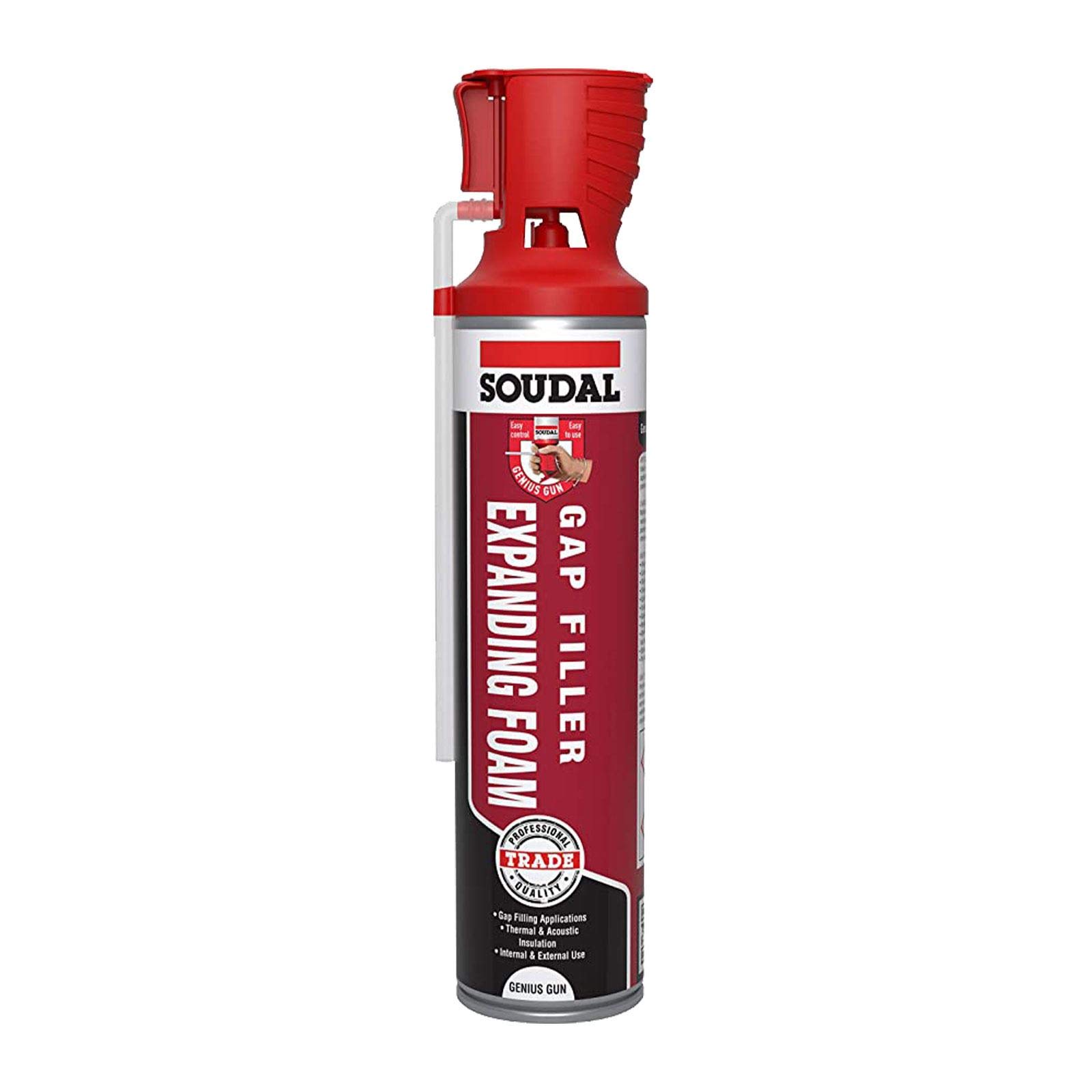 Soudal Genius Gun Gap Filler Expanding Foam 600ml PU Polyurethane Foam Can
