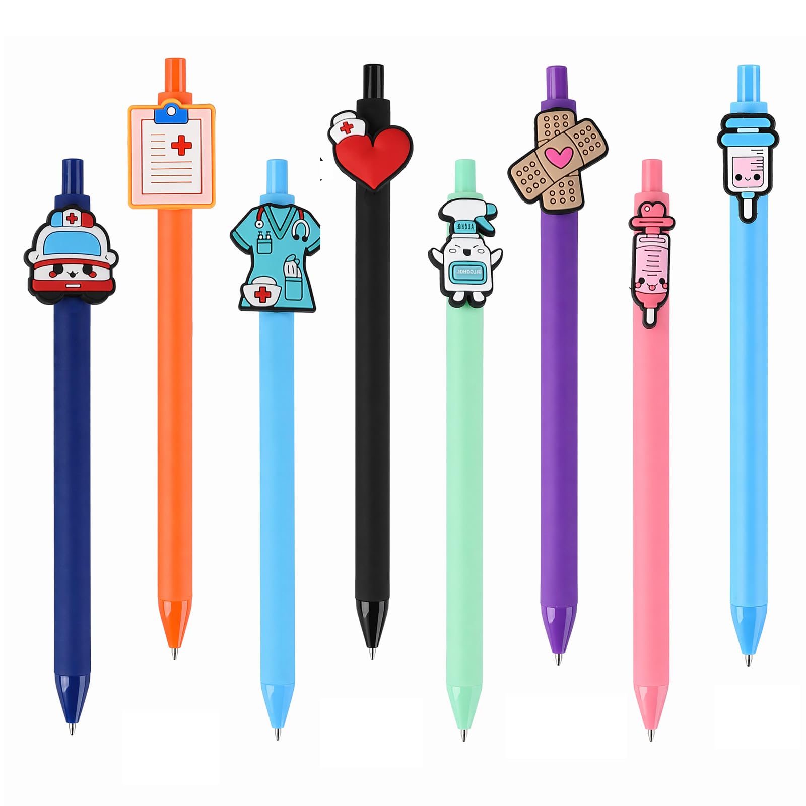 Kemay 8PCS Nurse Pens Set, Cute BlackBallpoint Pens for Nurses Doctors Medical Assistants Students, Funny Nursing Accessories for Work, Healthcare Workers Appreciation Gift, Student Nurse Essentials