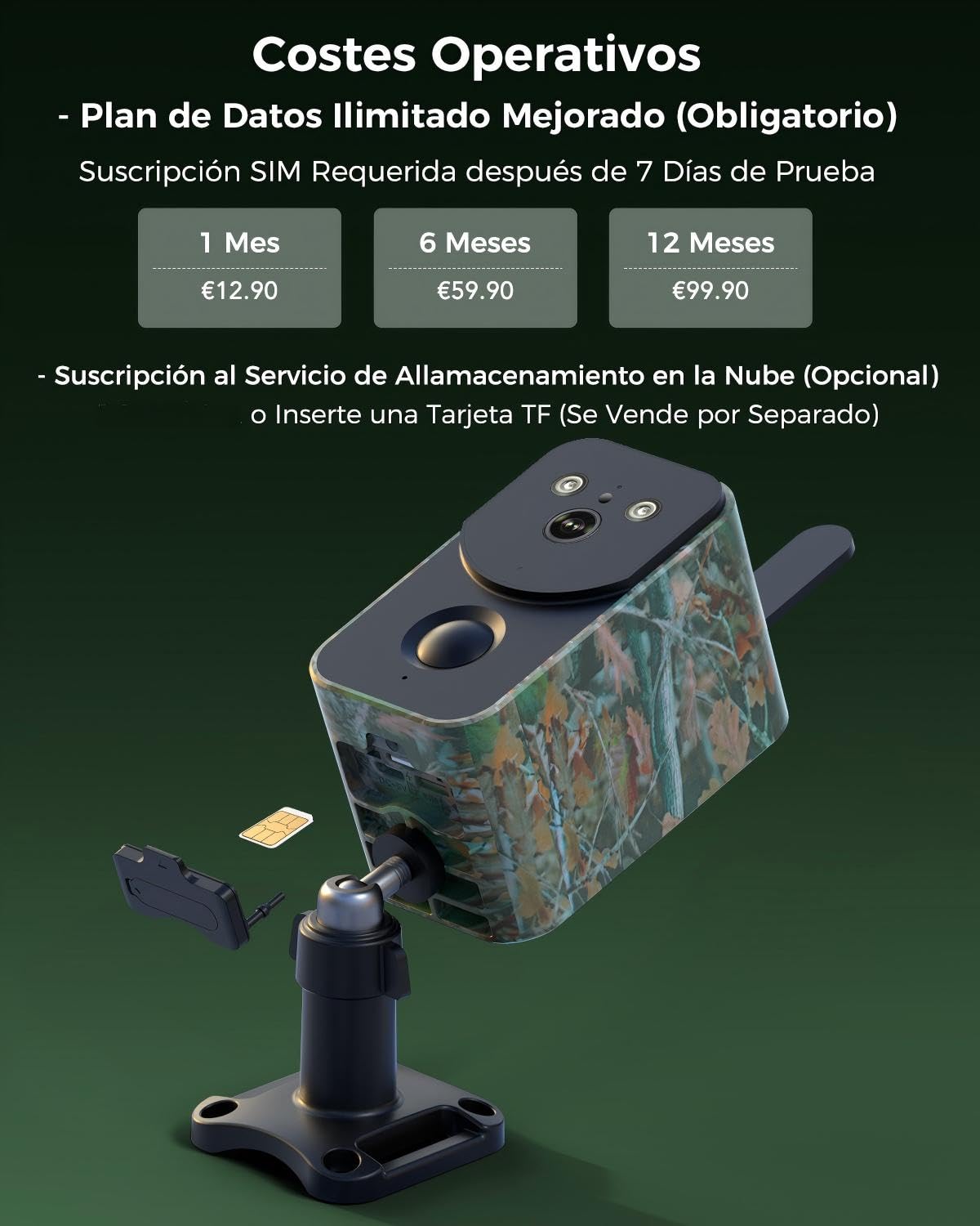 Xega 2K 4G LTE Solar Cámara de Vigilancia con Tarjeta SIM,10000mAh Batería | Detección de Movimiento,Audio Bidireccional,Foco y Sirena, Alertas por Aplicación,Resistente al Clima No Compatible con WiFi