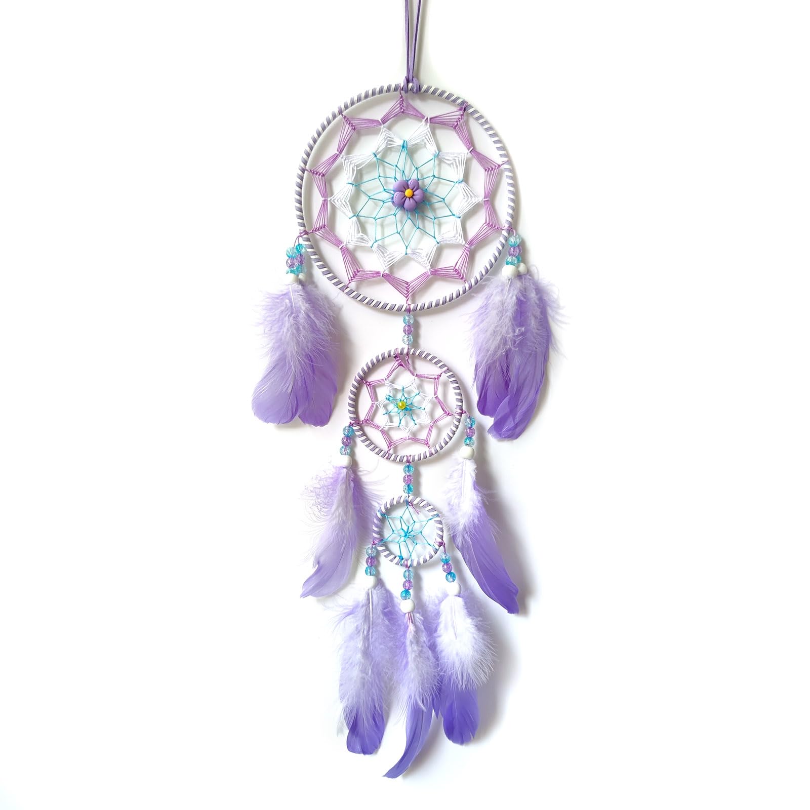 SOYUZU Purple Dream Catcher Feather Dream Catchers Wall Decor Handmade Dreamcatcher Wall Hanging Ornament for Bedroom Living Room Home Decor