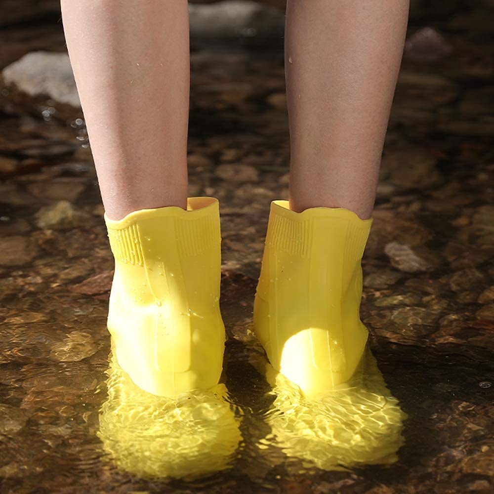 Bottes de Pluie imperméables légères Couvre-Chaussures antidérapants en Silicone réutilisables Sports de Plein air Vélo Vélo Bottes de Chaussures de Pluie Couvre-Chaussures Couvre-Bottes pour la pl