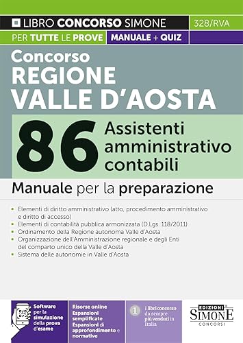 Concorso Regione Valle d'Aosta 86 Assistenti amministrativo contabili - Manuale per la preparazione