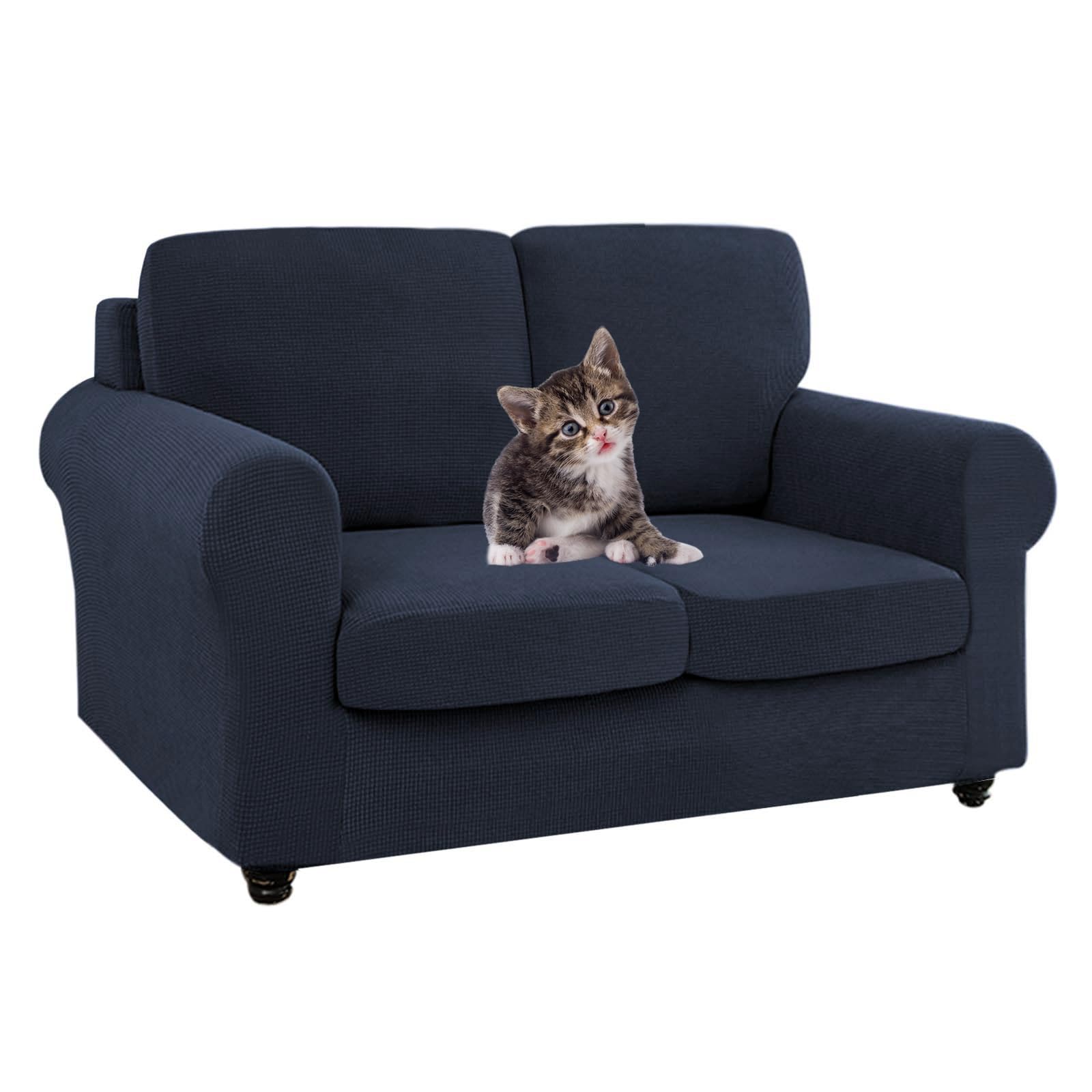 SYLC Ektorp Sofa Cover with Seat Cushions Covers and Backrests Covers Sofa Covers Stylish Stretch Jacquard Couch Slipcover Protector (Navy,Love+2 Seats+2 Backs)