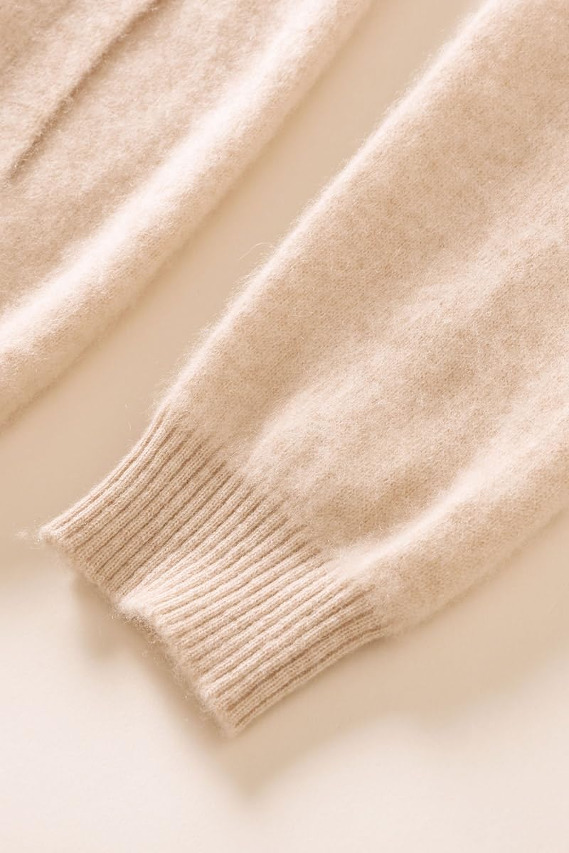 E-girl Damen Langarm Kaschmir Strickjacke mit Kapuze,EU 34-42