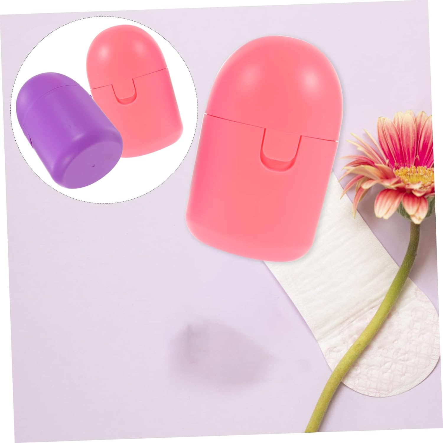OUNONA 2Pcs Period Cup Storage Box with Microwave Portable Personal Items Holder for Women Durable High Temperature Resistant Organizer in Purple Pink