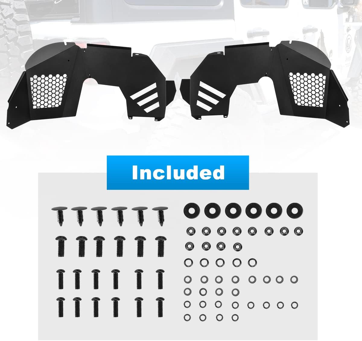 CPW Front Inner Fender Liners Compatible with 2018 2019 2020 2021 2022 2023 2024 2025 2026 Wrangler JL, Heavy Duty Steel Wheel Liners Fender Flares Splash Mud Guards Fit For Jeep Wrangler JL