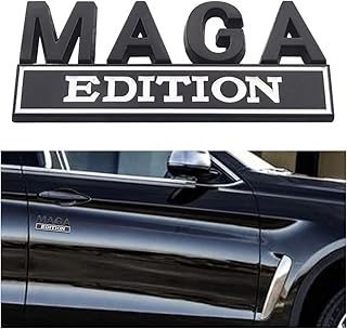 AICEL MAGA Edition Car Emblem, 3D Fender Metal Badge Decal Replacement, Strong Adhesive Tailgate Trunk Sticker, Letter Logo Auto Hood Decor Nameplate, Car Accessories for Truck, SUV, RV