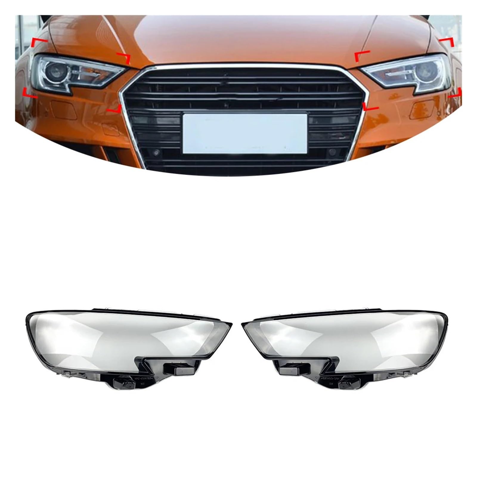 Lyjstore 1 para Auto Shell Przezroczysty klosz Przezroczysta osłona soczewki reflektora Kompatybilna z Audi A3 2017 2018 2019 2020 Akcesoria samochodowe Części