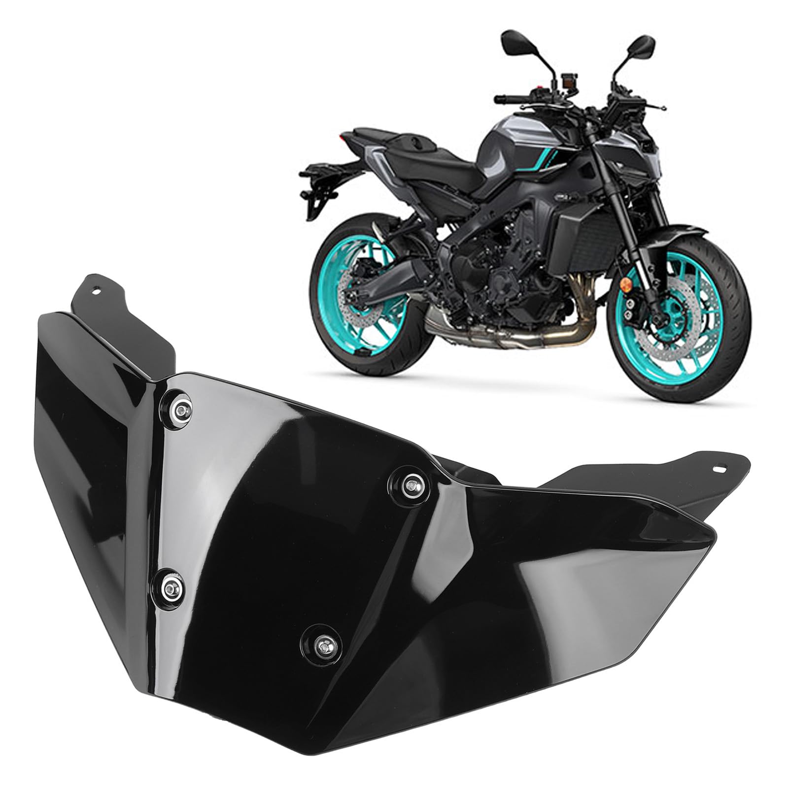 Ochrona Wiatru przednią szybą wiatrową, Odporna na Weather Motocyklową szybę Aerodynamics Poprawiła stabilność Stabilności MT-09 2024, a Później Zmniejszona (BLACK)