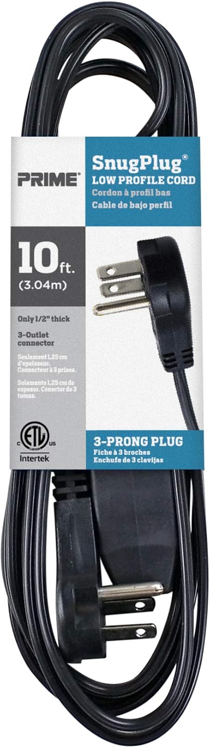 Prime Wire & Cable EC932610 Snug Plug Extension Cord,Black,10 ft