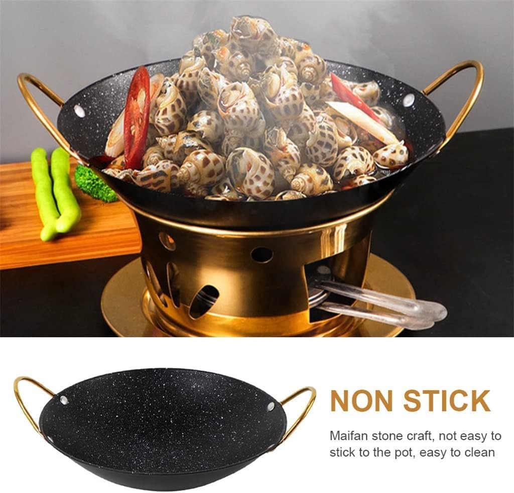 Hotpot Seafood Pot, Multifunctional Non-Stick Double Ear Wok, Spill-Proof Kitchen Cookware