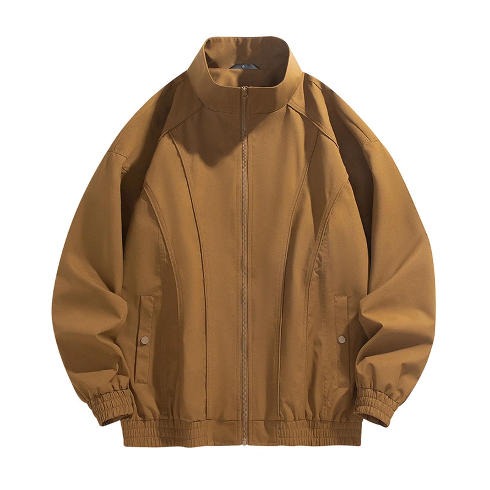Generisch Lederjacke Damen Unisex-Windjacke mit Stehkragen, einfarbig, für den Alltag – leichte, lässige Oberbekleidung Herren und