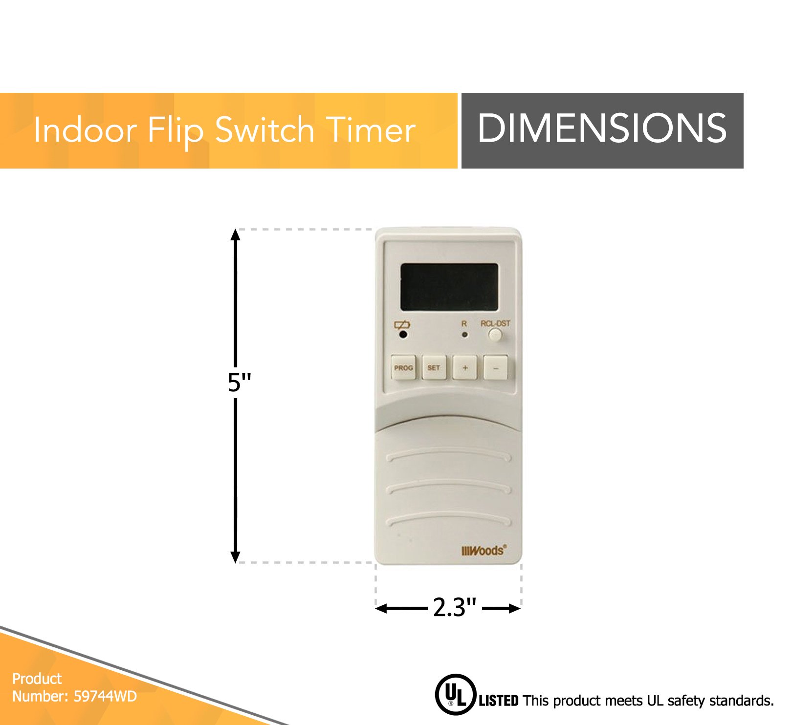 Woods 59744 59744WD Flip Converts Toggle Switch Timer, User Friendly, Slim Design, Energy Saving