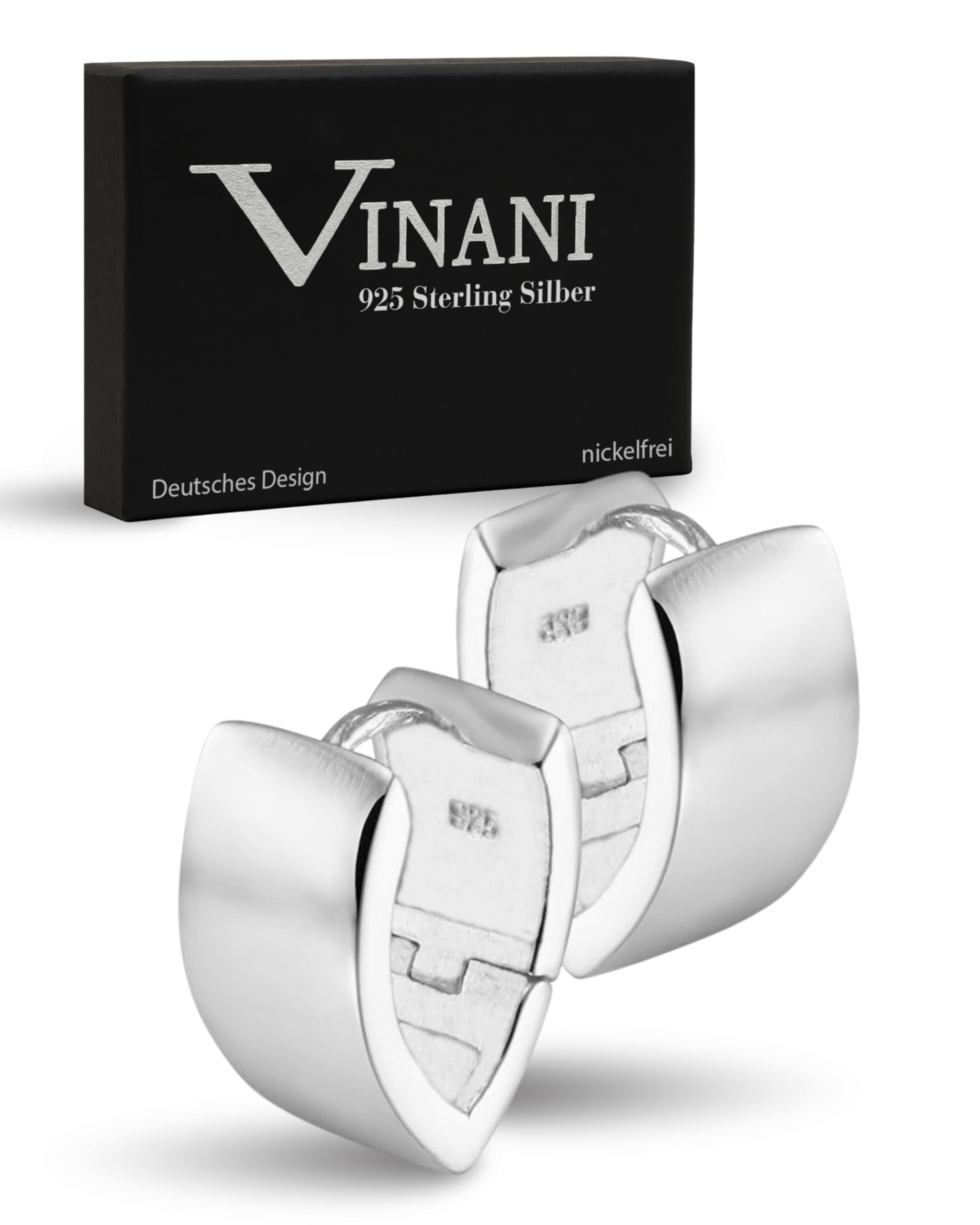 Vinani Klapp-Creolen V-Form breit glänzend Sterling Silber 925 Ohrringe CJA