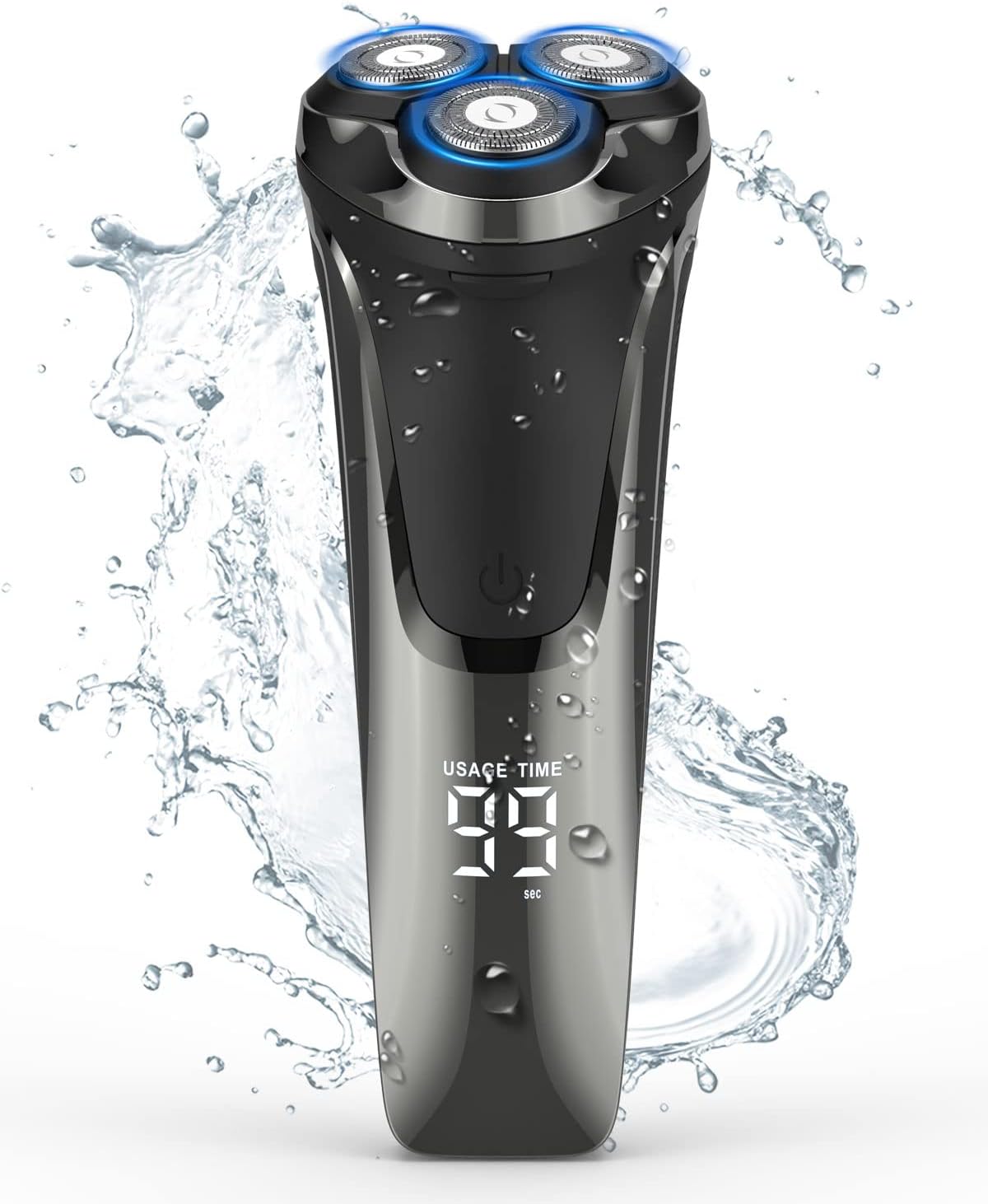 Electric Shavers - Wet & Dry Waterproof Rechargeable Shavers with Pop-up Trimmer, Cordless Men's 4D Rotary Electric Razor with LCD Display & Travel Lock