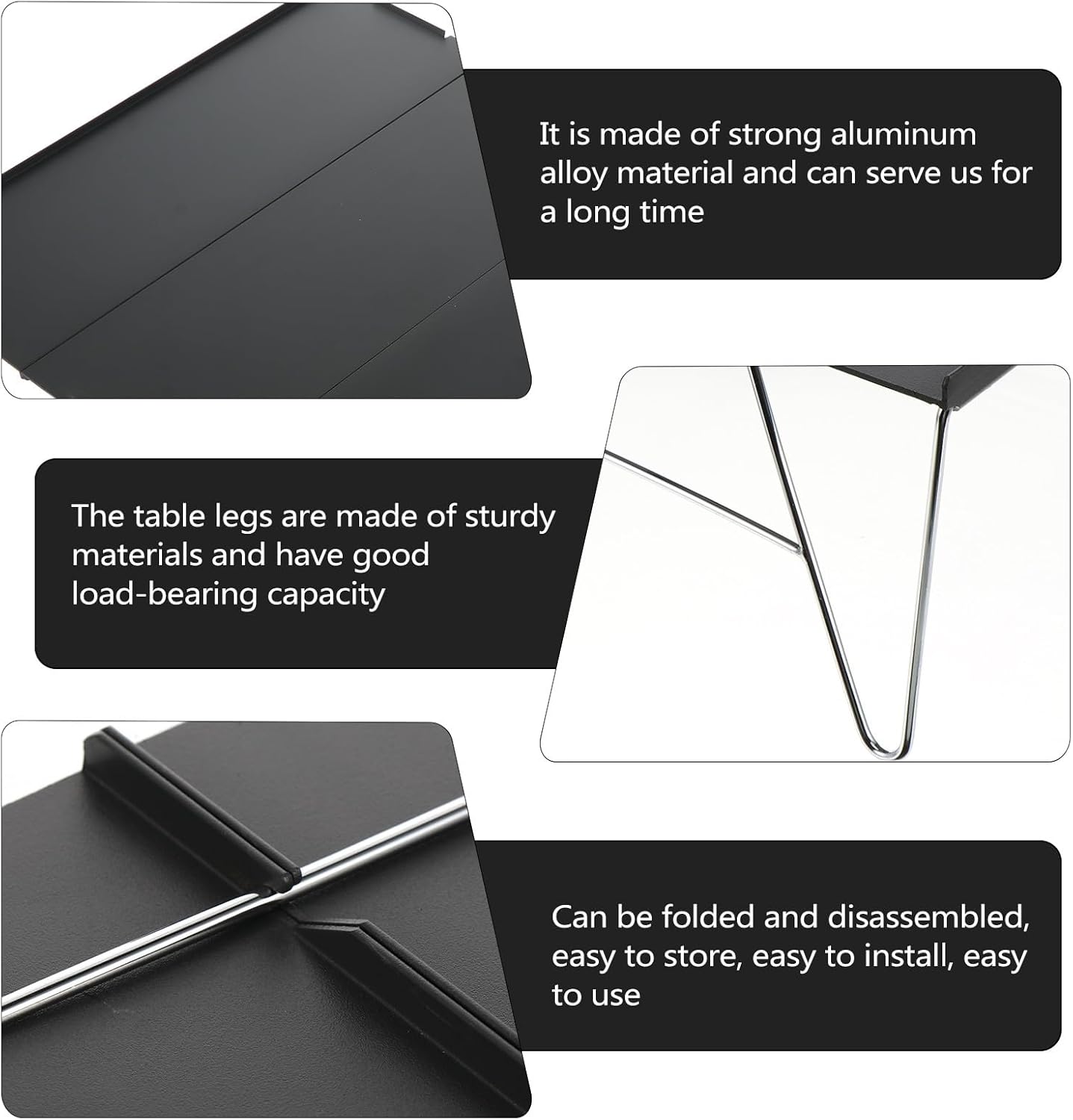 Toyvian Portable Folding Outdoor Aluminum Picnic Table Lightweight Gray Mini Aluminum Alloy Camping Table for Hiking Beach BBQ