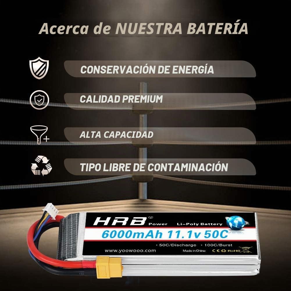HRB 3S 11.1V 6000mAh 50C RC LiPo batería con XT60 Plug para RC helicóptero RC Avión RC Hobby (XT60 Plug)