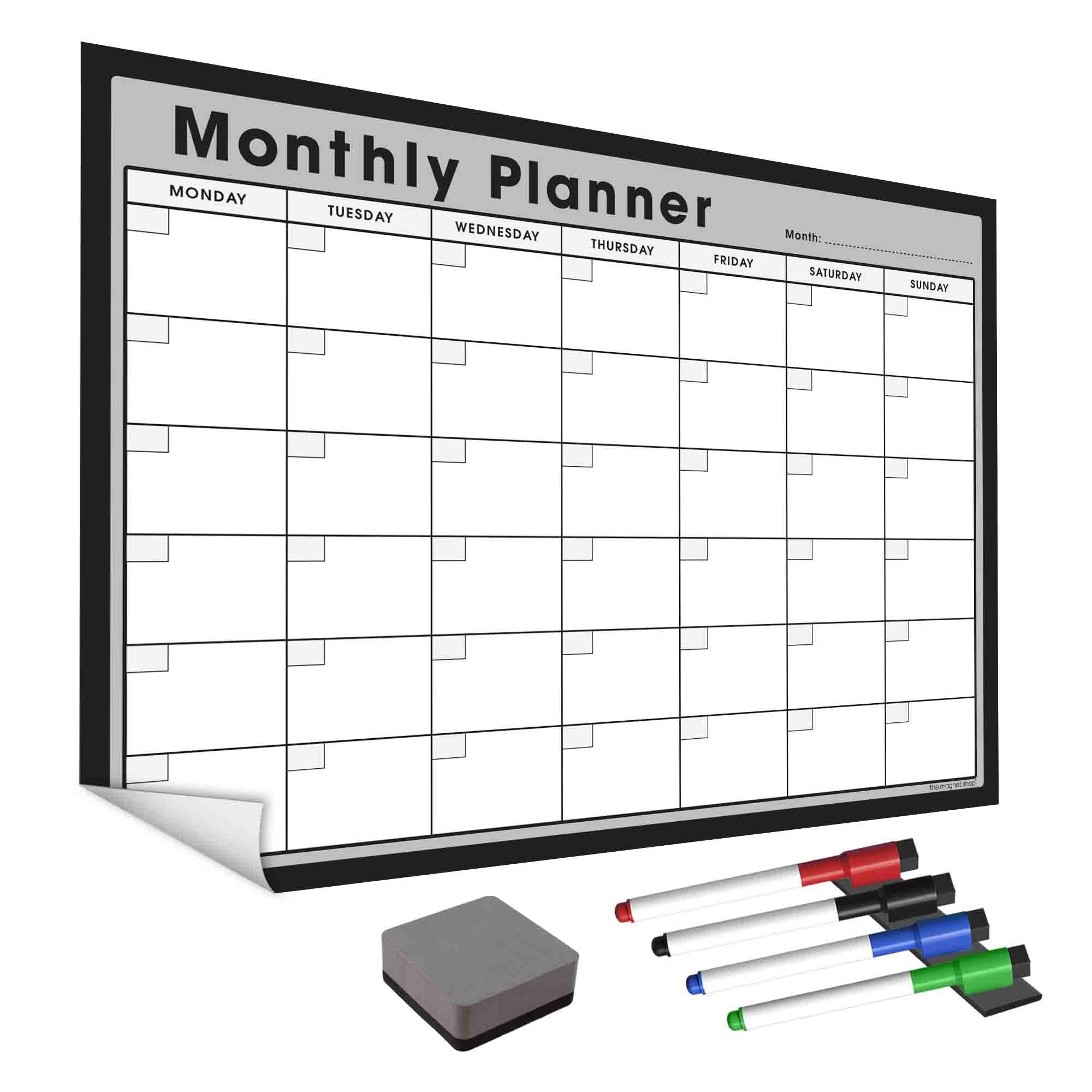 WallTAC A1 Monthly Wall Planner Sticker | Made in the UK | Easy-to-Remove Dry Wipe Calendar with Reusable Adhesive | Family Meal Planner or to Do List for Home and Office [60 x 84cm]
