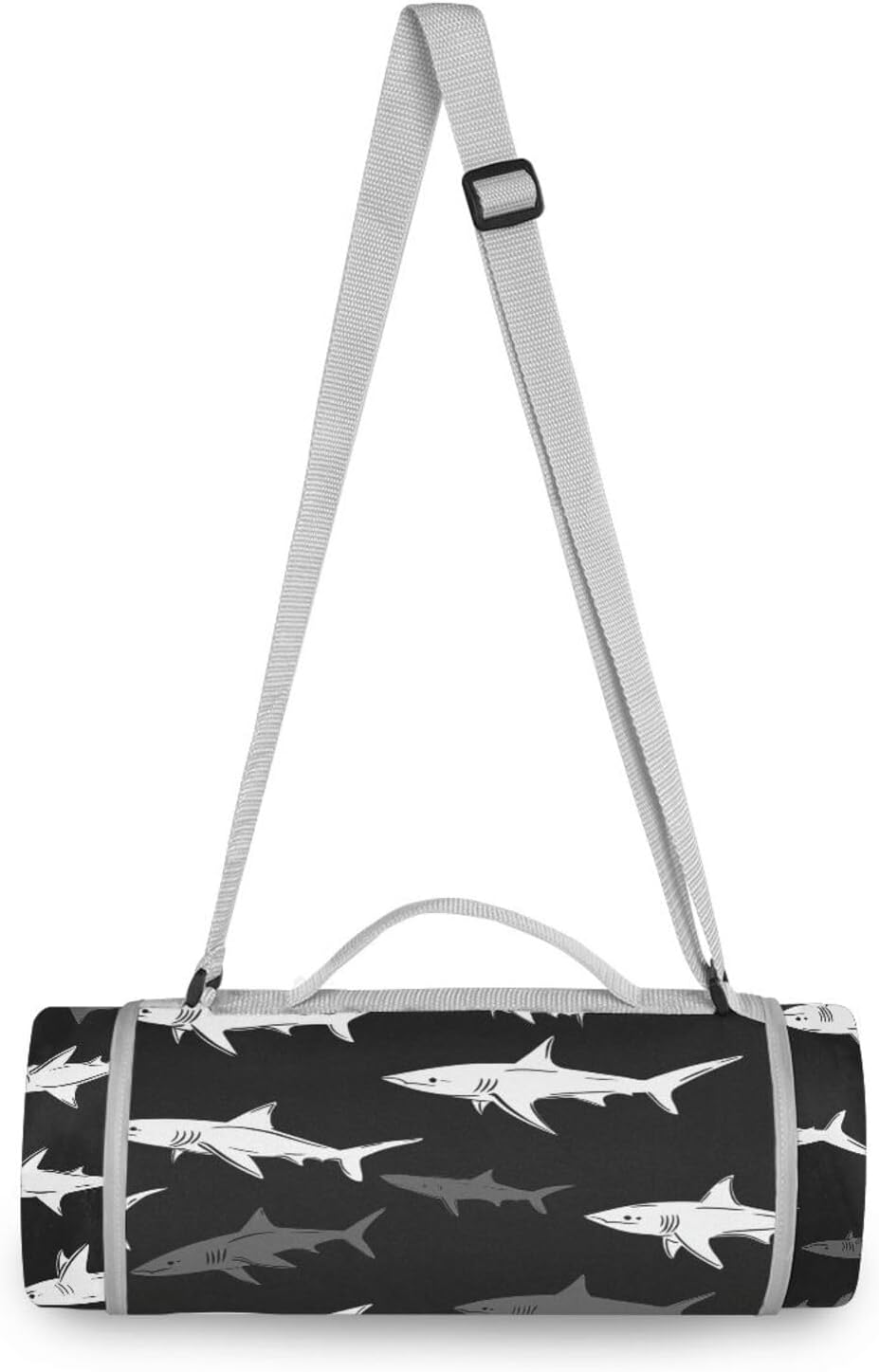 Round Camping Blanket - Fits 2 Adults, Summer Accessories Packable Picnic Accessories Outdoor for Spring Summer Camping 58 in (Black Shark)