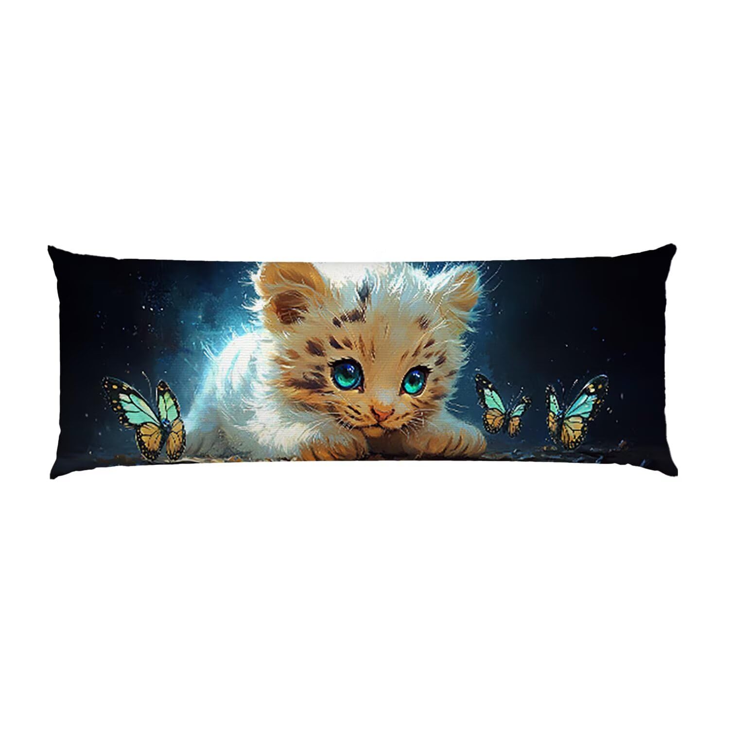 1 x poduszka do ciała, uroczy tygrys długa poszewka na poduszkę, 150 x 50 cm, dekoracyjna, aksamitna, długa poszewka na poduszkę, z zamkiem błyskawicznym, na całe ciało, prezent z375