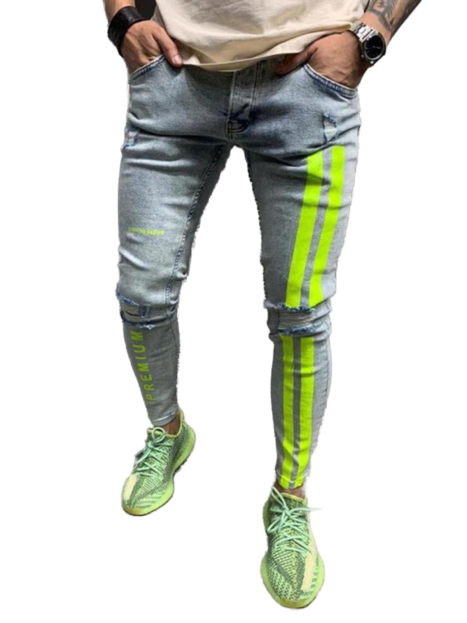 WQZYY&ASDCD Jeans Pantalon Mode Streetwear Herren Jeans Vintage Thin Destroyed Zerrissene Jeans Broken Punk Pants Homme Hip Hop Jeans Herren