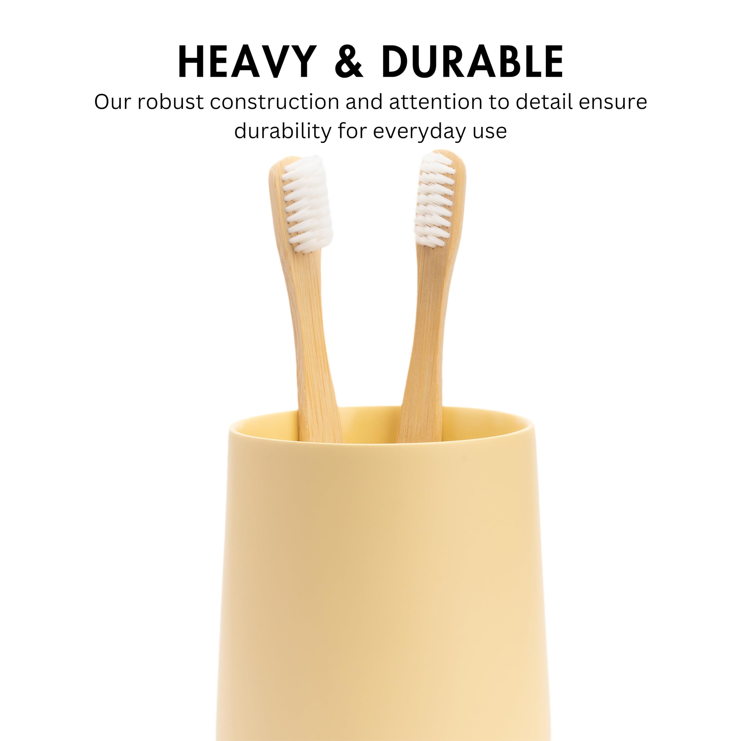 Yew Design Matte Yellow Cream Toothbrush and Toothpaste Holder and Cup for Bathroom Vanity and Countertop Round Organizer for Electric Toothbrushes Floss - Image 3