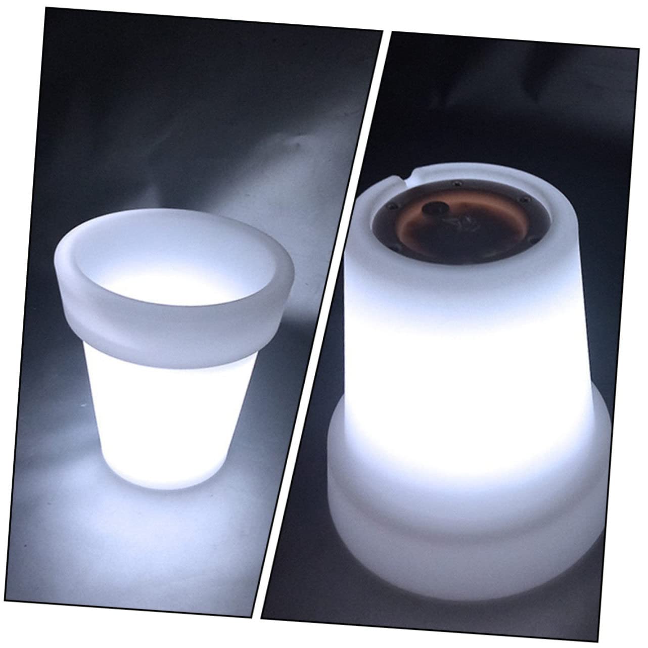 Yardwe 2 Pièces Pot De Fleurs Rougeoyant Roches Blanches Jardinières Lumineuses Jardinières Led Pots Extérieurs Planteur De Lumière Led Pays Dirigé Vase à Led Pot à Bonsaï Mariage Abdos